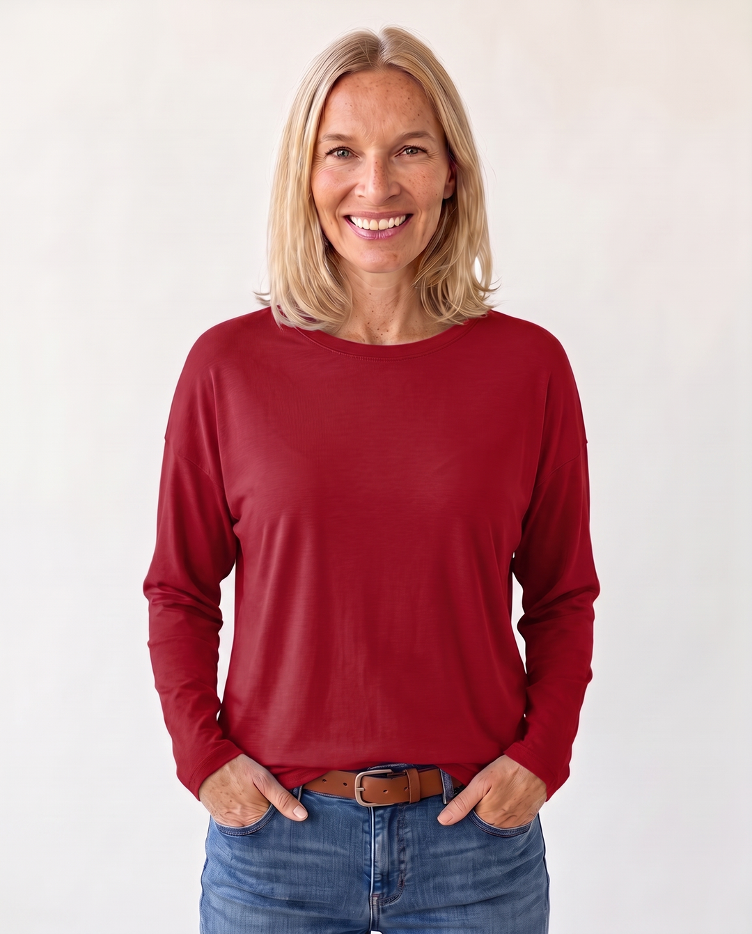 Louisa Prentice | Round Neck Three-Quarter Sleeve Top