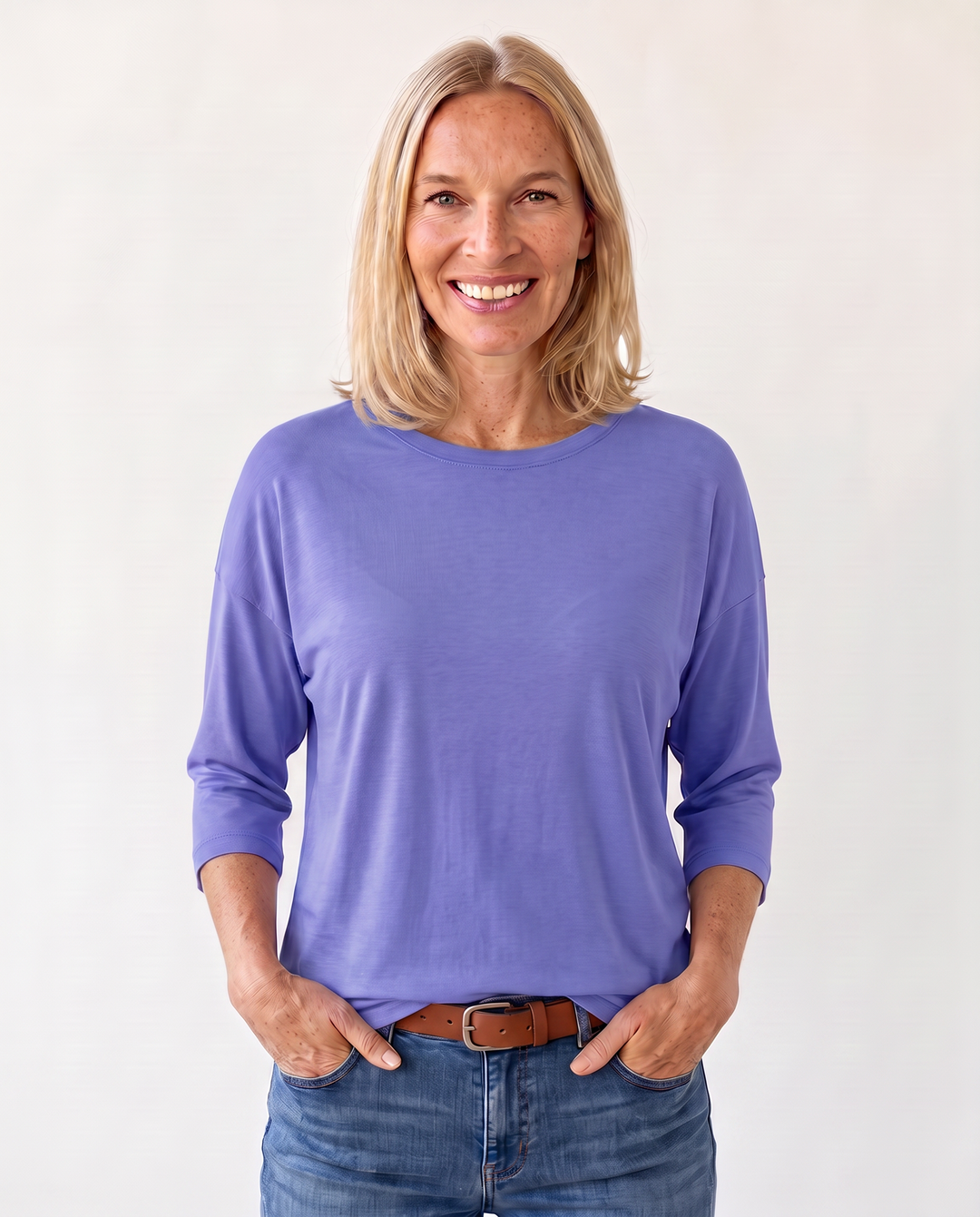 Louisa Prentice | Round Neck Three-Quarter Sleeve Top