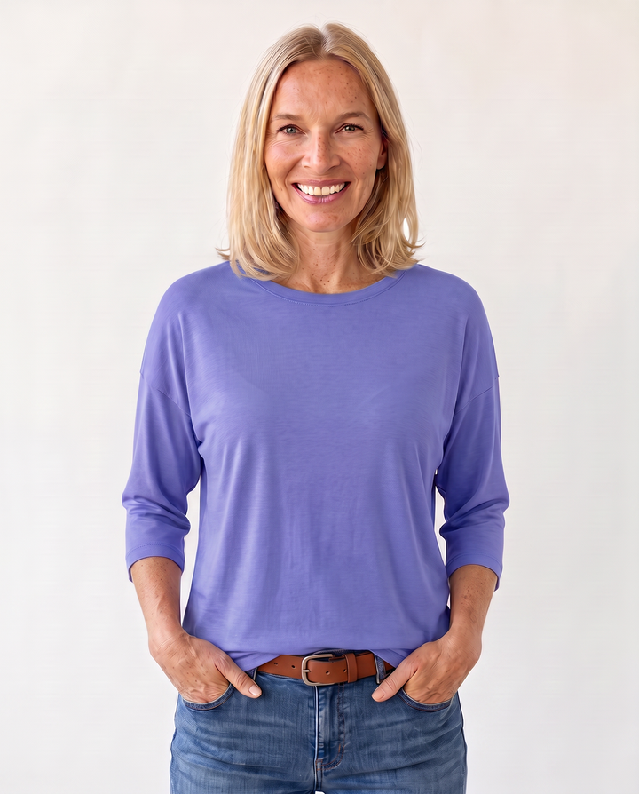 Louisa Prentice | Round Neck Three-Quarter Sleeve Top