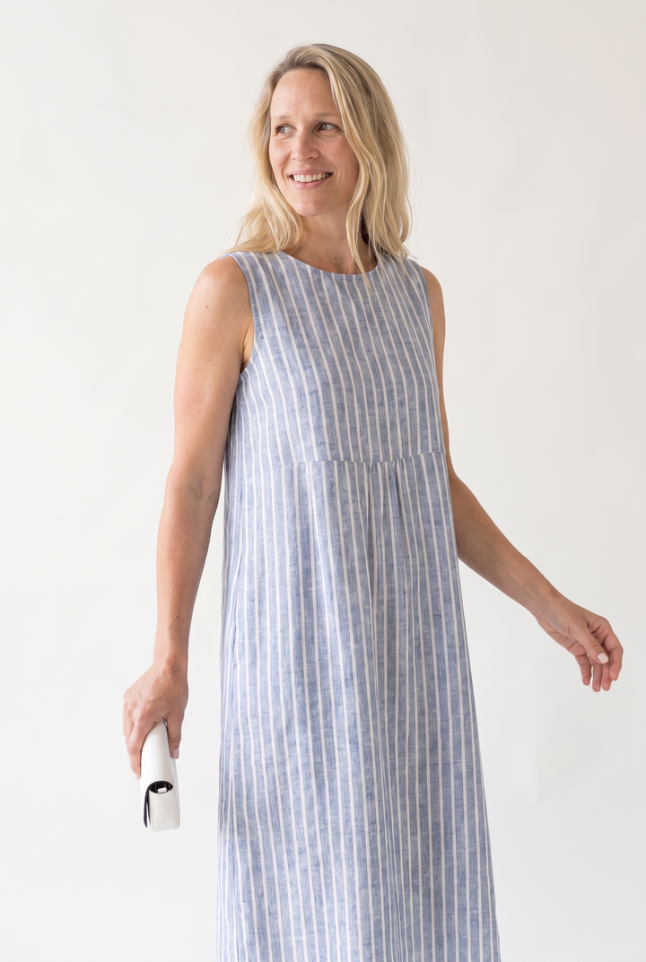 Adeline Fournier | Striped Sleeveless Relaxed Midi Dress