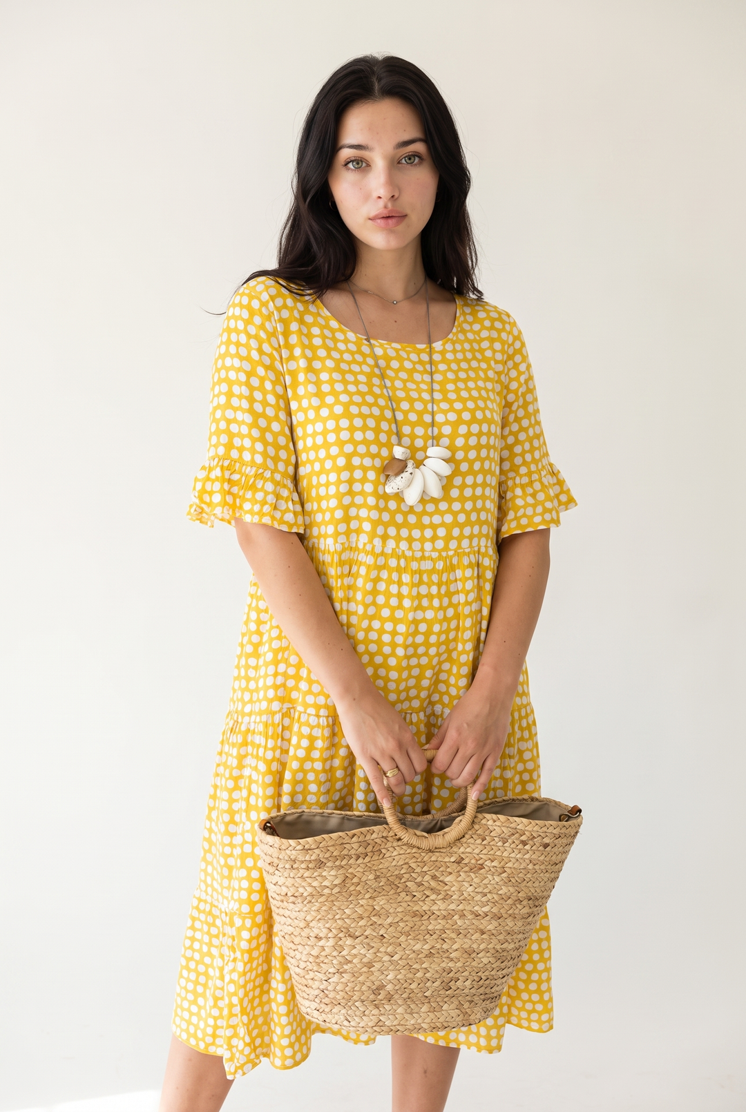 Oceane Fabry | Polka Dot Tiered Midi Dress