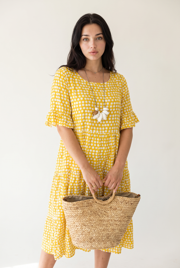 Oceane Fabry | Polka Dot Tiered Midi Dress