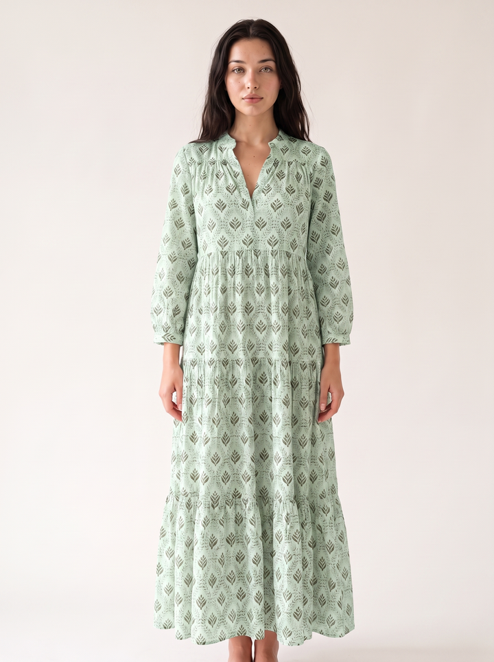 Colombe Rocard | Boho Tiered V-Neck Maxi Dress