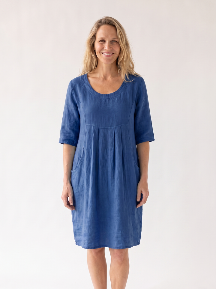 Ariane Fontenoy | Linen-Look Pleated Pocket Dress
