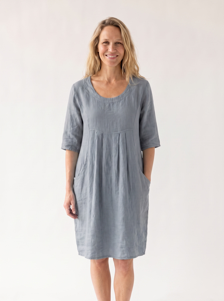 Ariane Fontenoy | Linen-Look Pleated Pocket Dress