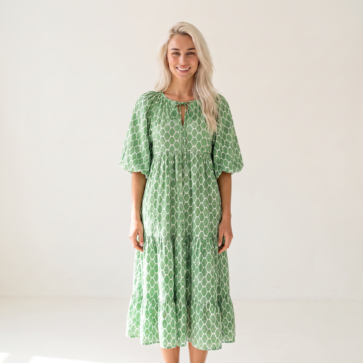 Servane Dumontier | Geometric Print High-Low Maxi Dress