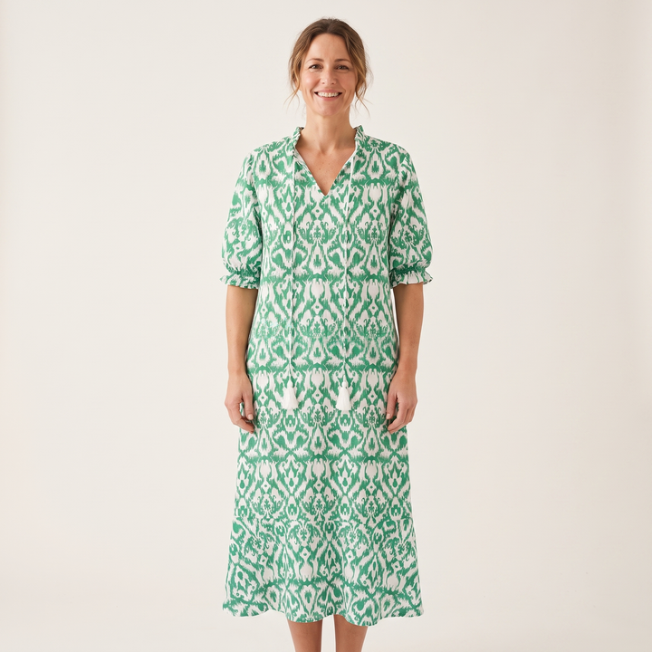 Emmeline Rastoin | Boho Ikat Print V-Neck Maxi Dress