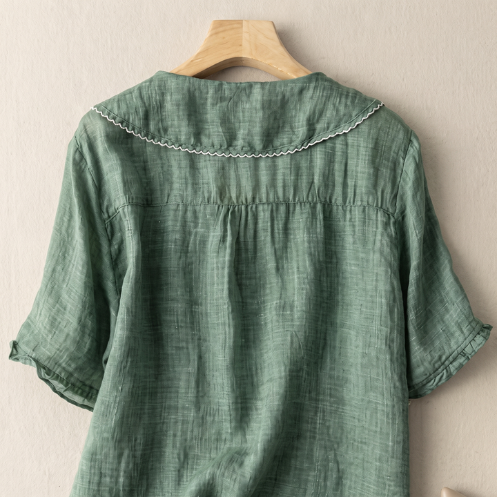Rejane Auberton | Peter Pan Collar Button-Up Top