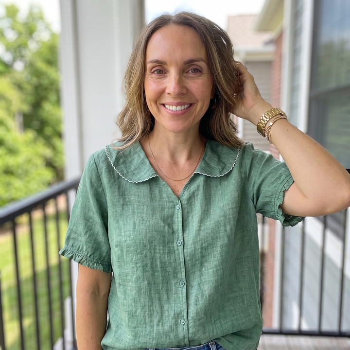 Rejane Auberton | Peter Pan Collar Button-Up Top