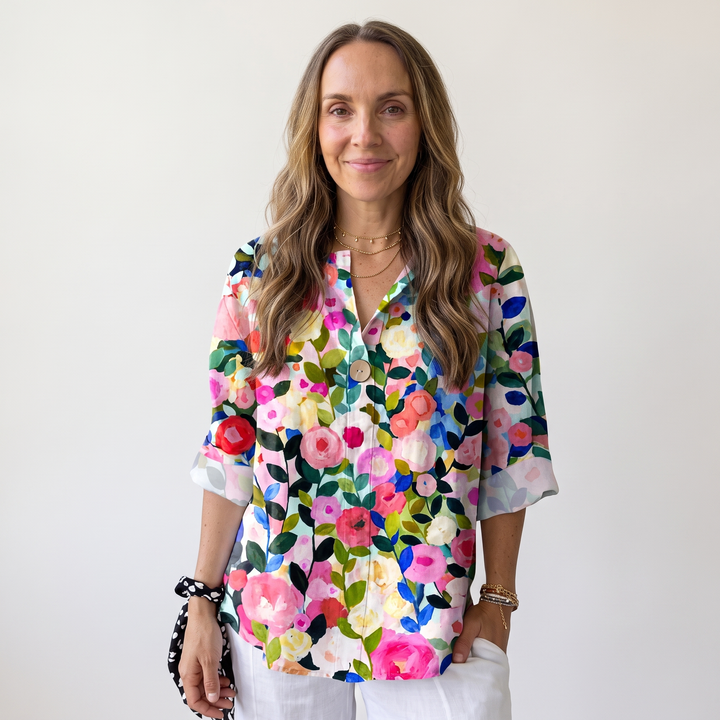 Clementine Roussille | Mosaic Floral Print Blouse