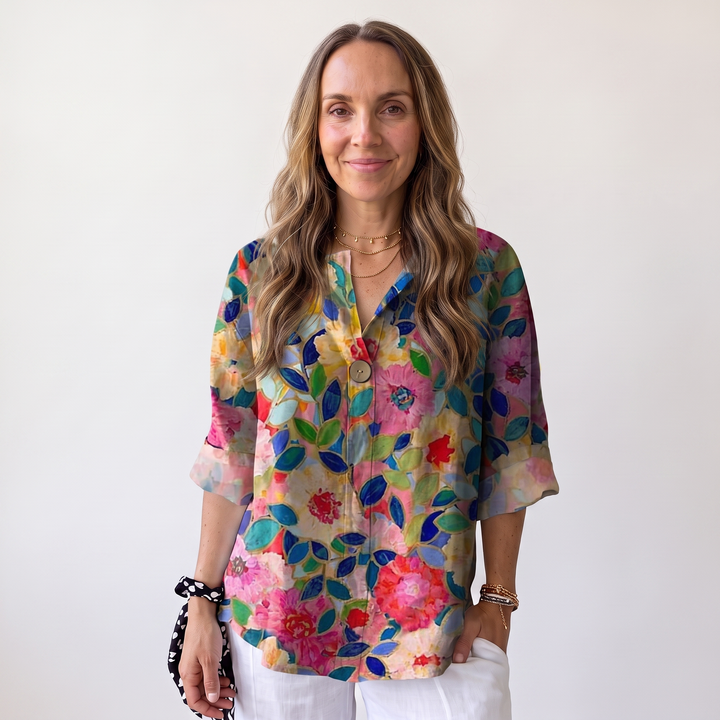 Clementine Roussille | Mosaic Floral Print Blouse
