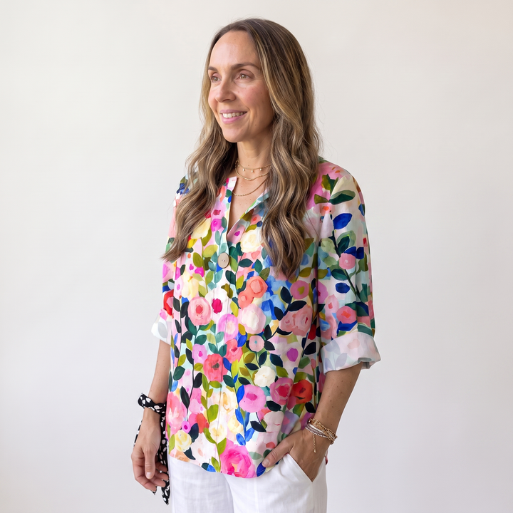 Clementine Roussille | Mosaic Floral Print Blouse