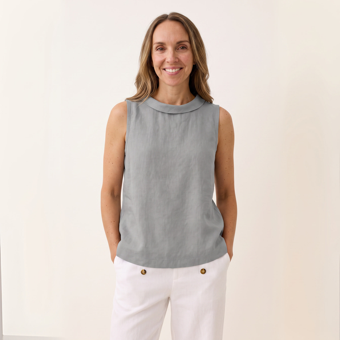 Aurore Delombre | Sleeveless Roll Collar Top
