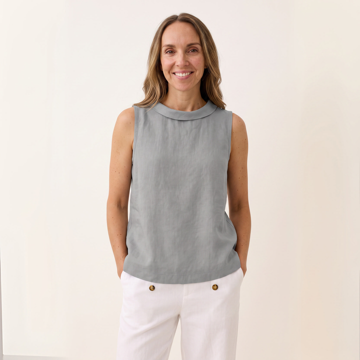 Aurore Delombre | Sleeveless Roll Collar Top