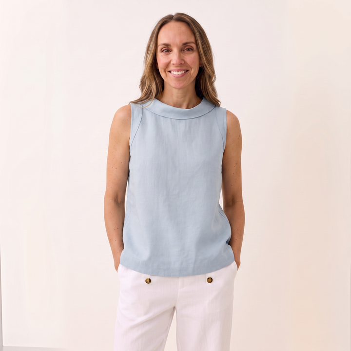 Aurore Delombre | Sleeveless Roll Collar Top