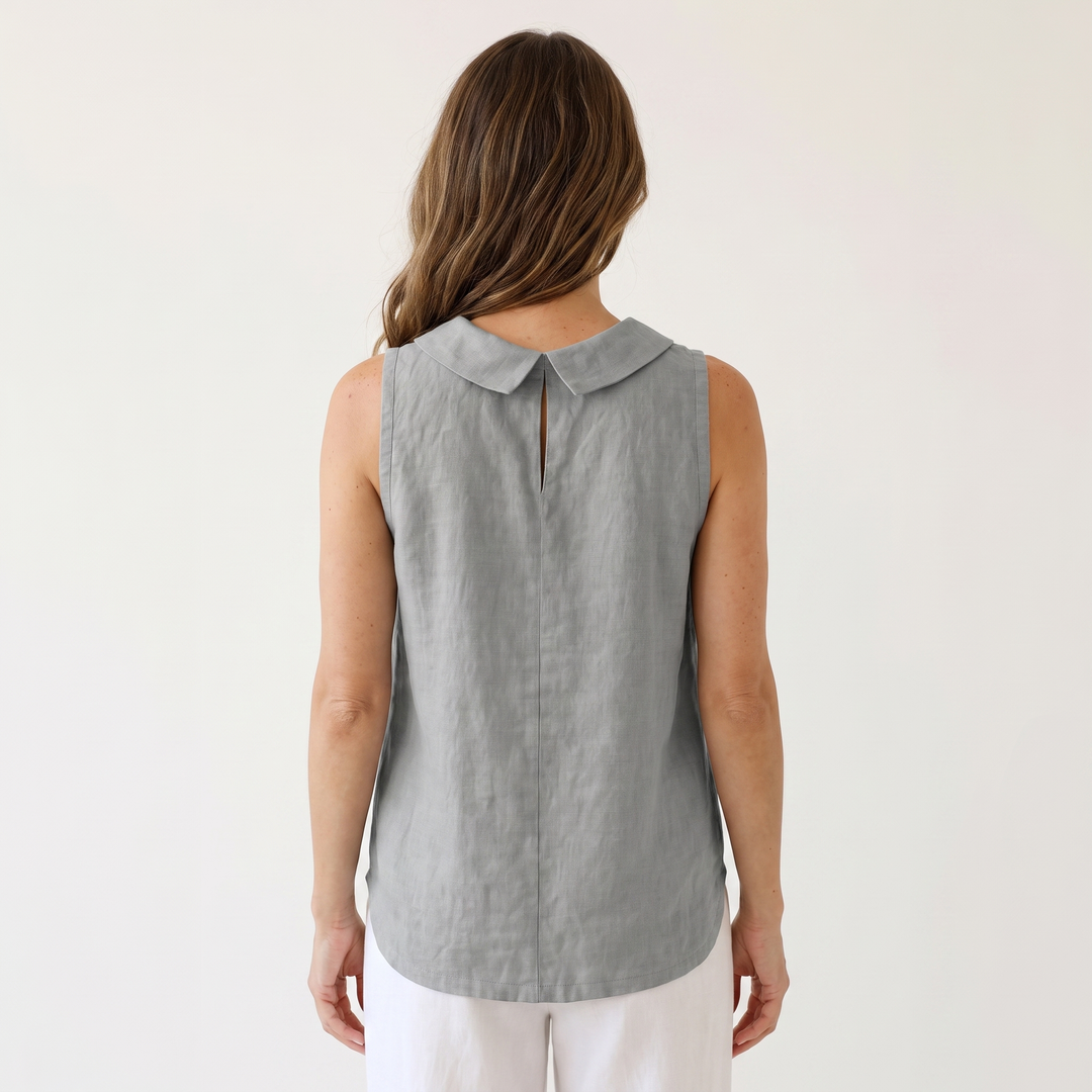Aurore Delombre | Sleeveless Roll Collar Top