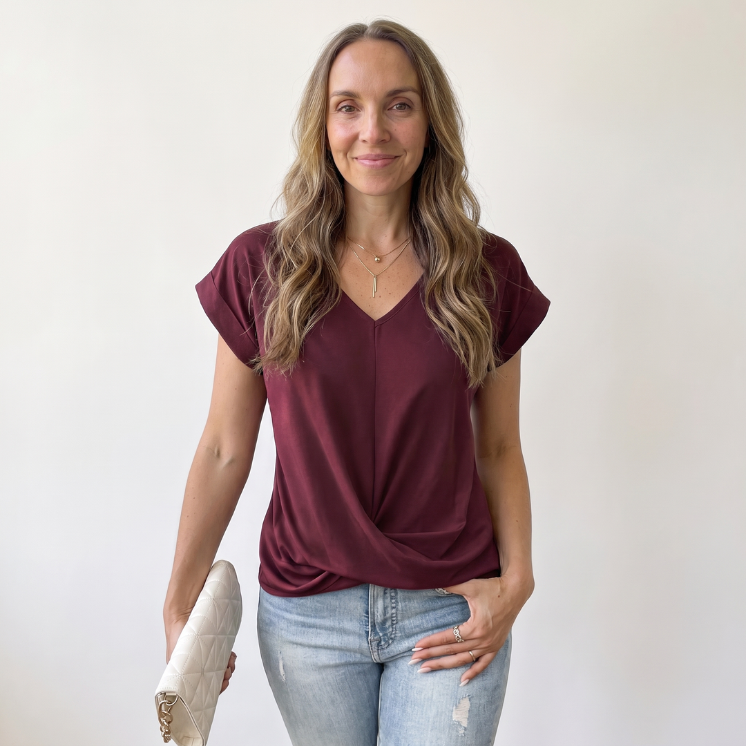 Alix Beaumarchais | Twist-Front V-Neck Tee