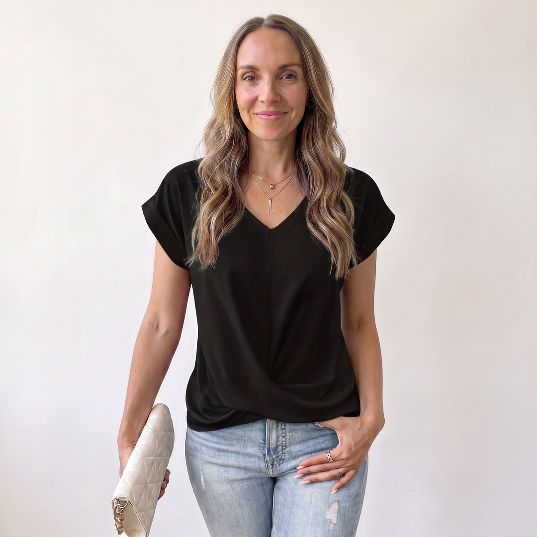 Alix Beaumarchais | Twist-Front V-Neck Tee
