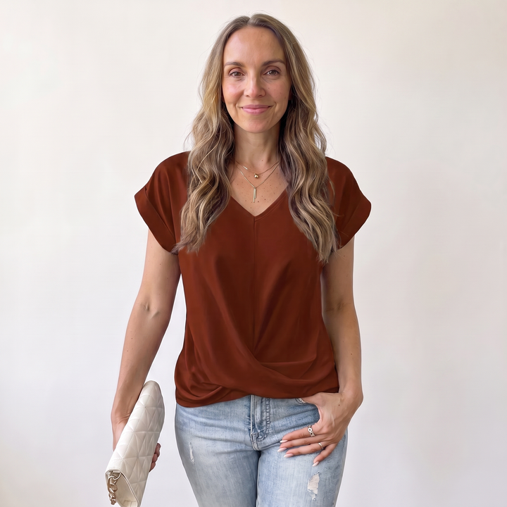 Alix Beaumarchais | Twist-Front V-Neck Tee