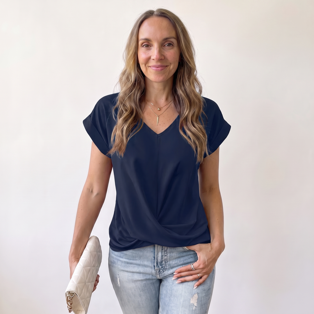 Alix Beaumarchais | Twist-Front V-Neck Tee