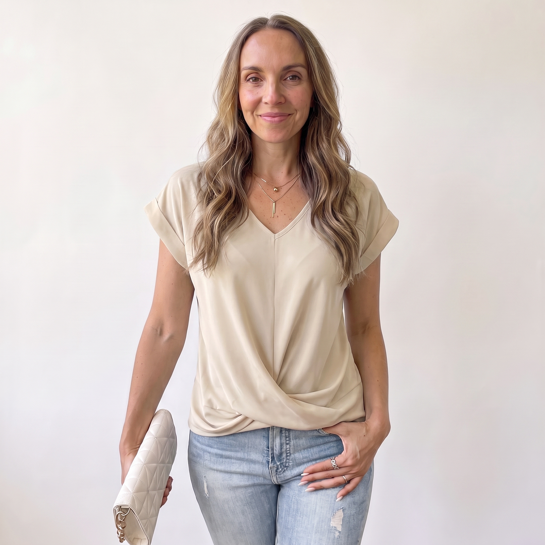 Alix Beaumarchais | Twist-Front V-Neck Tee