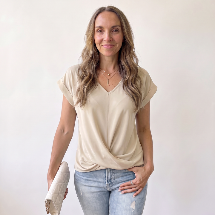 Alix Beaumarchais | Twist-Front V-Neck Tee