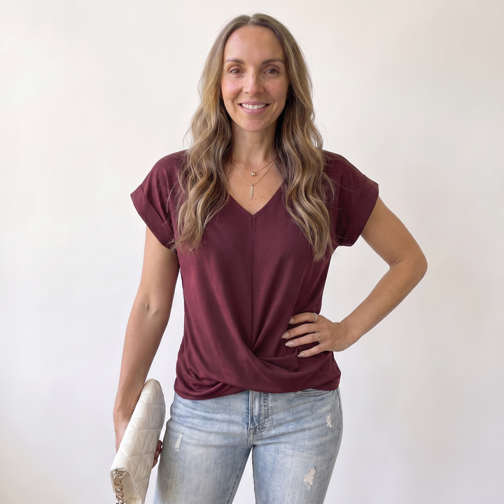 Alix Beaumarchais | Twist-Front V-Neck Tee