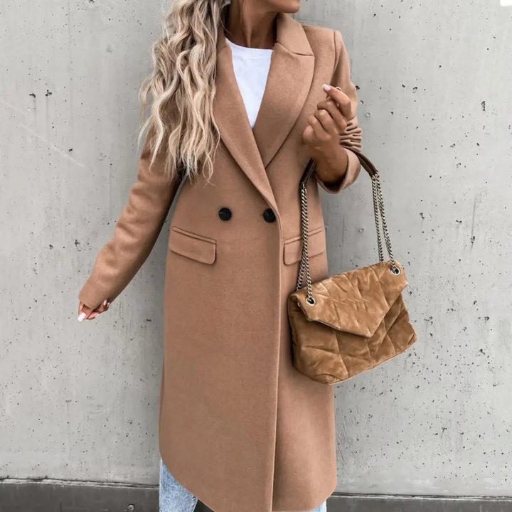 Solene Fabron | Elegant Double-Breasted Midi Coat - Image 2